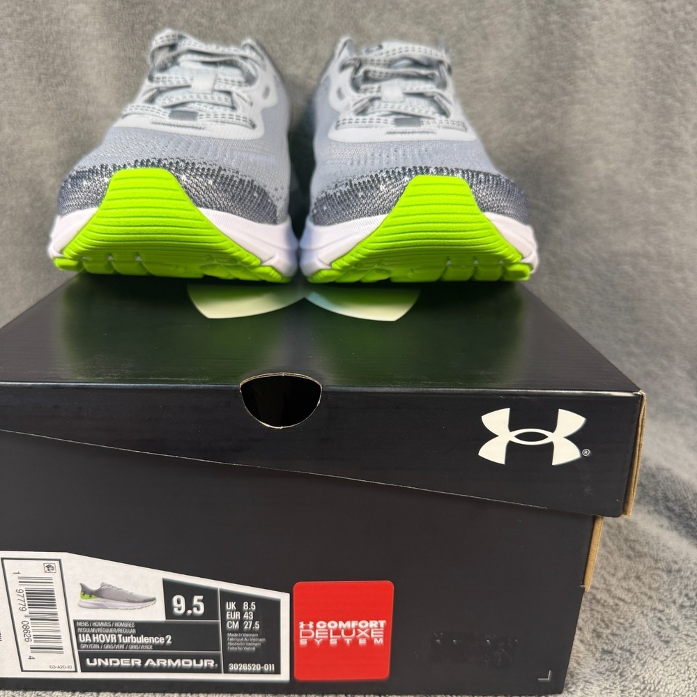 Under Armor HOVR Turbulence 2 Men's SZ 9.5 Gray/Neon Green - Picture 2 of 7